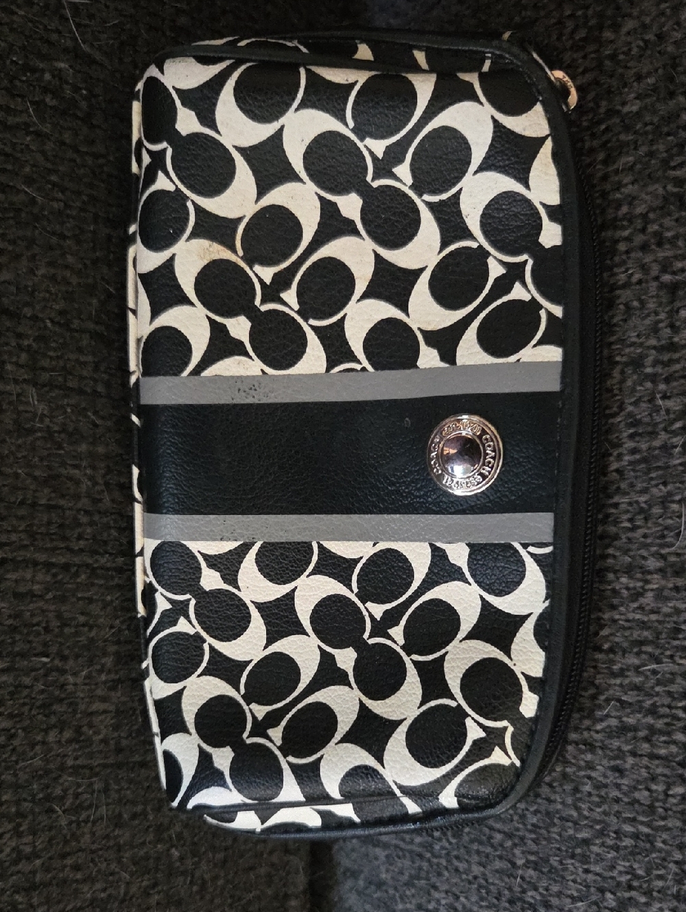 Coach Black & White Signature Zip Case
